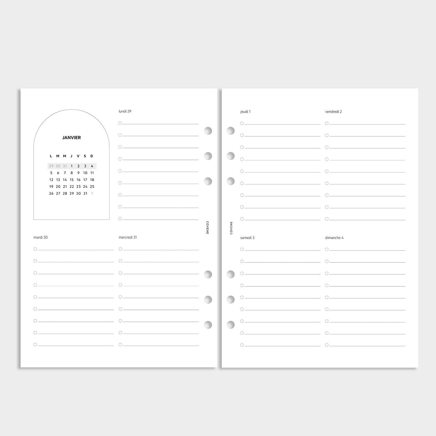 recharge A5, feuillet interieur, pour agenda sur-msure, mise en page to do list,