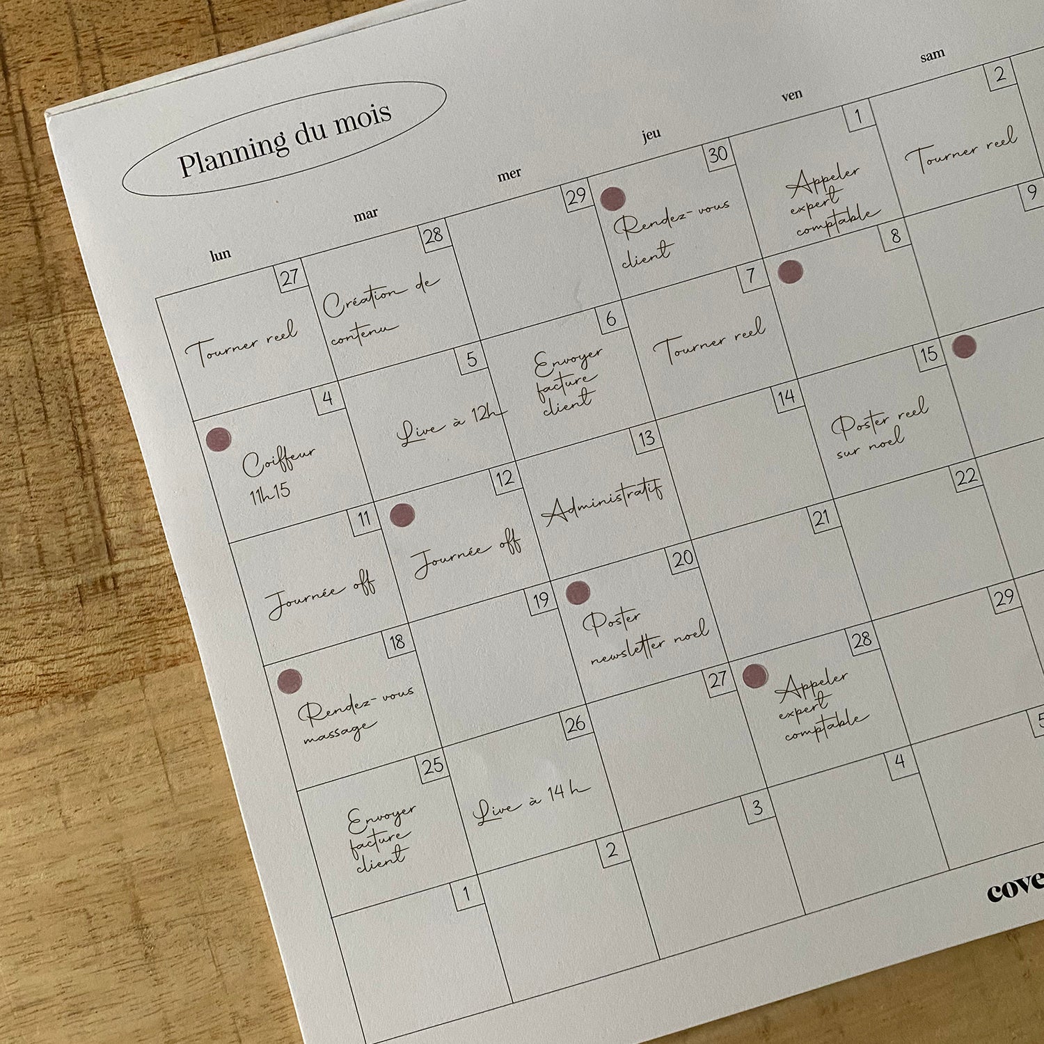 Calendrier mensuel
