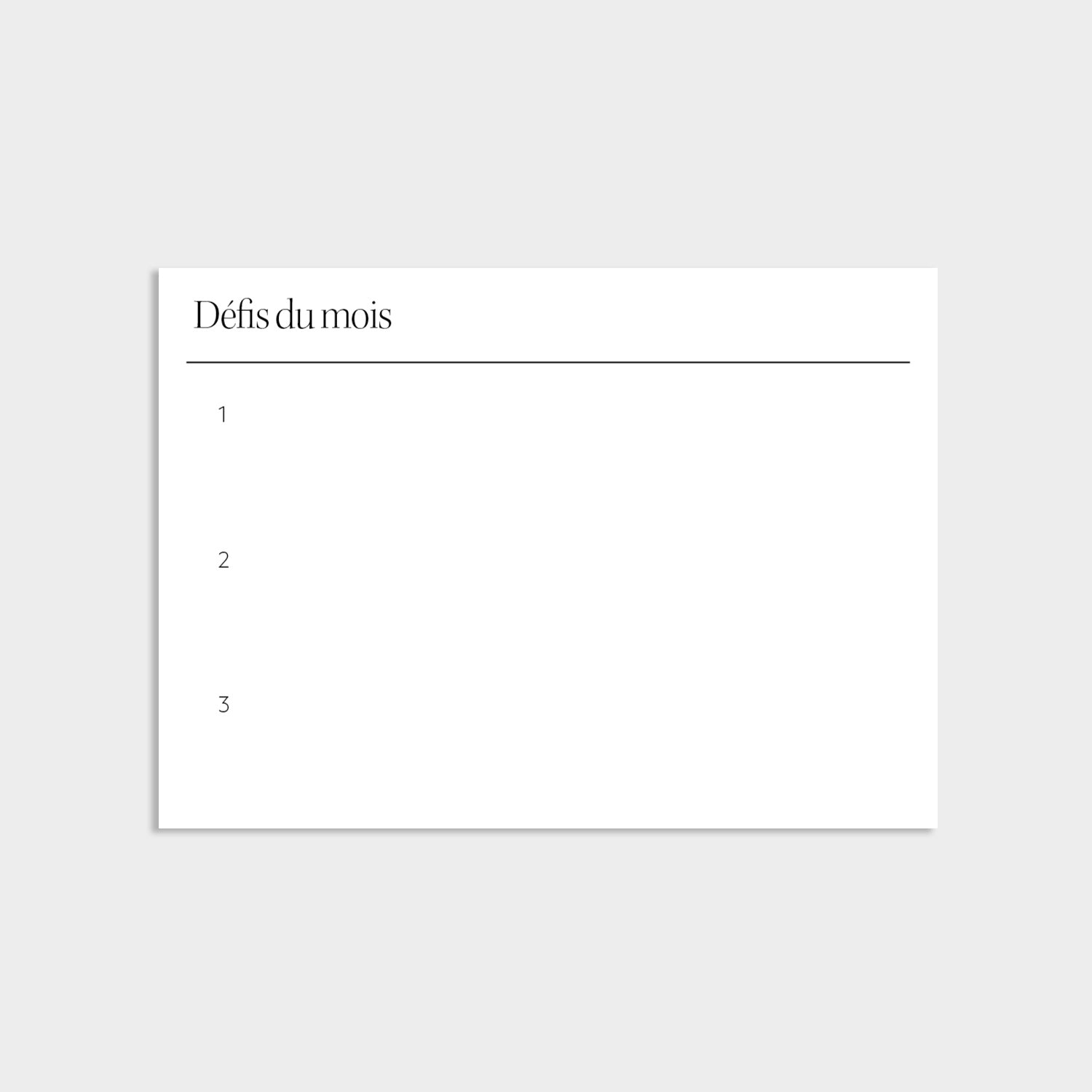 Cartes défis du mois