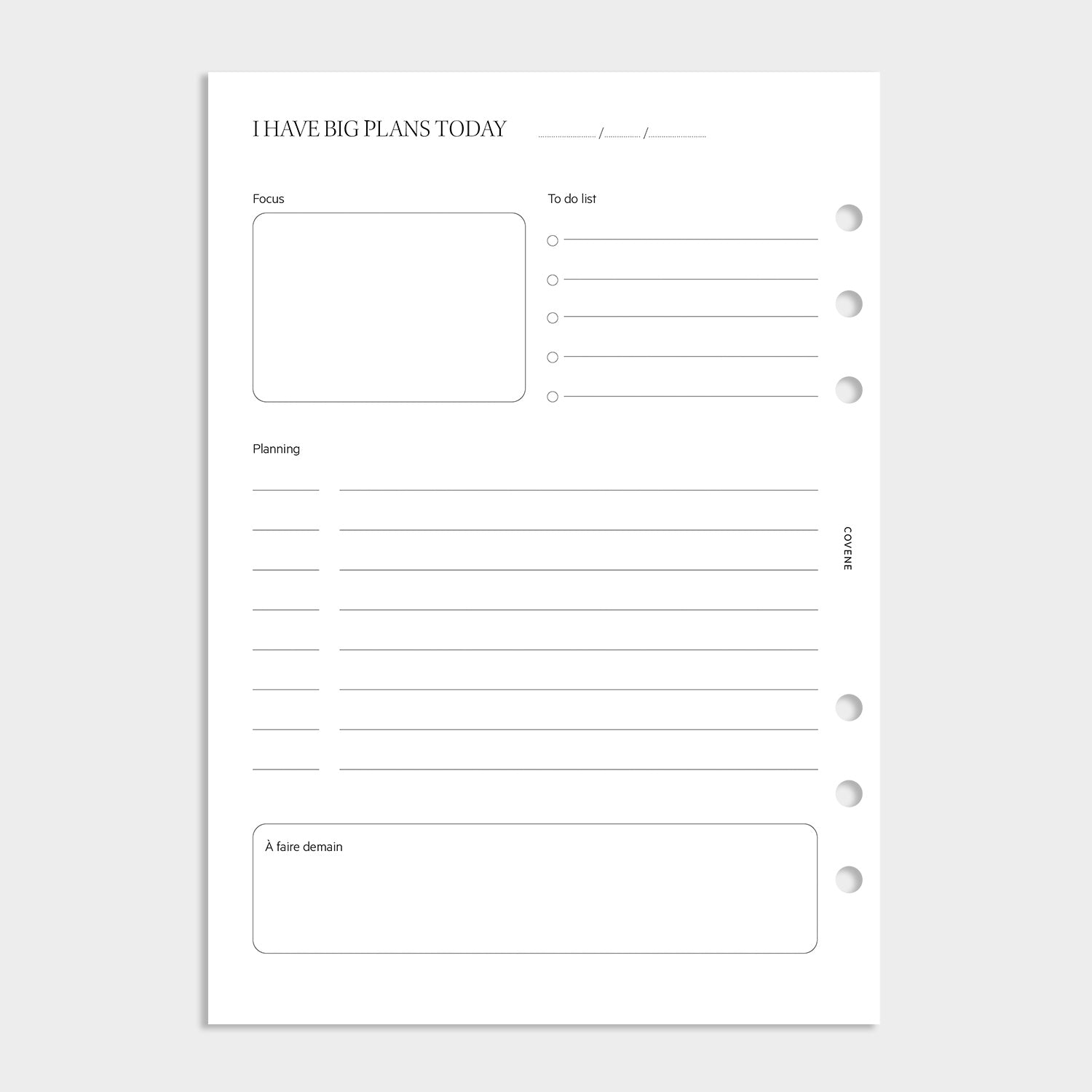 Insert journalier - planning