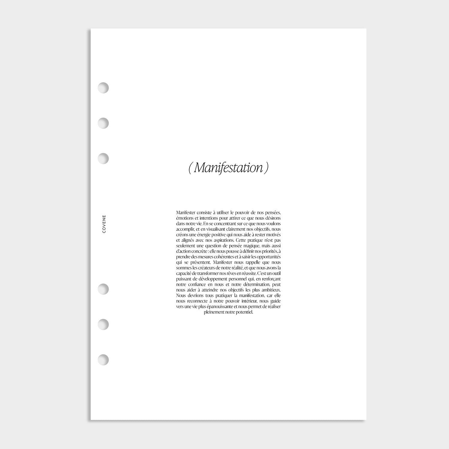 feuillet recharge manifestation pour organisateur 6 anneaux