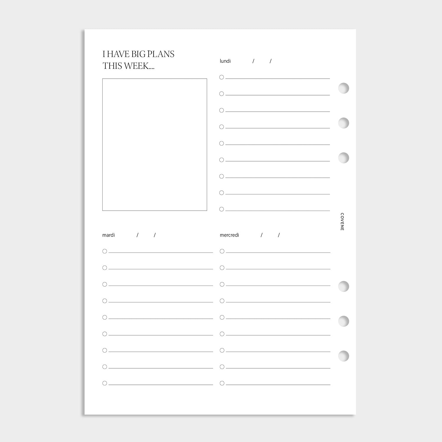 Insert semainier - to do list