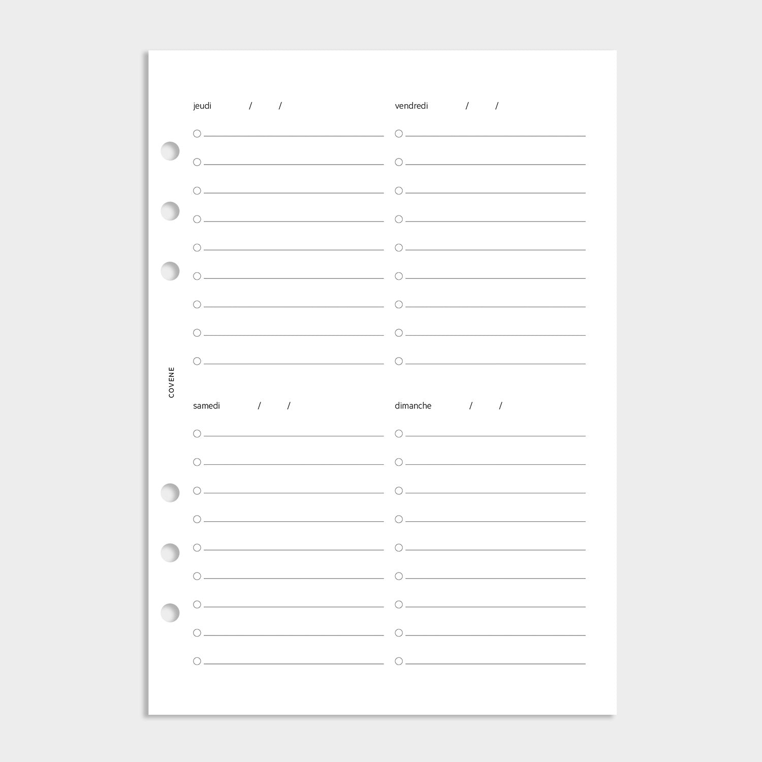 Insert semainier - to do list