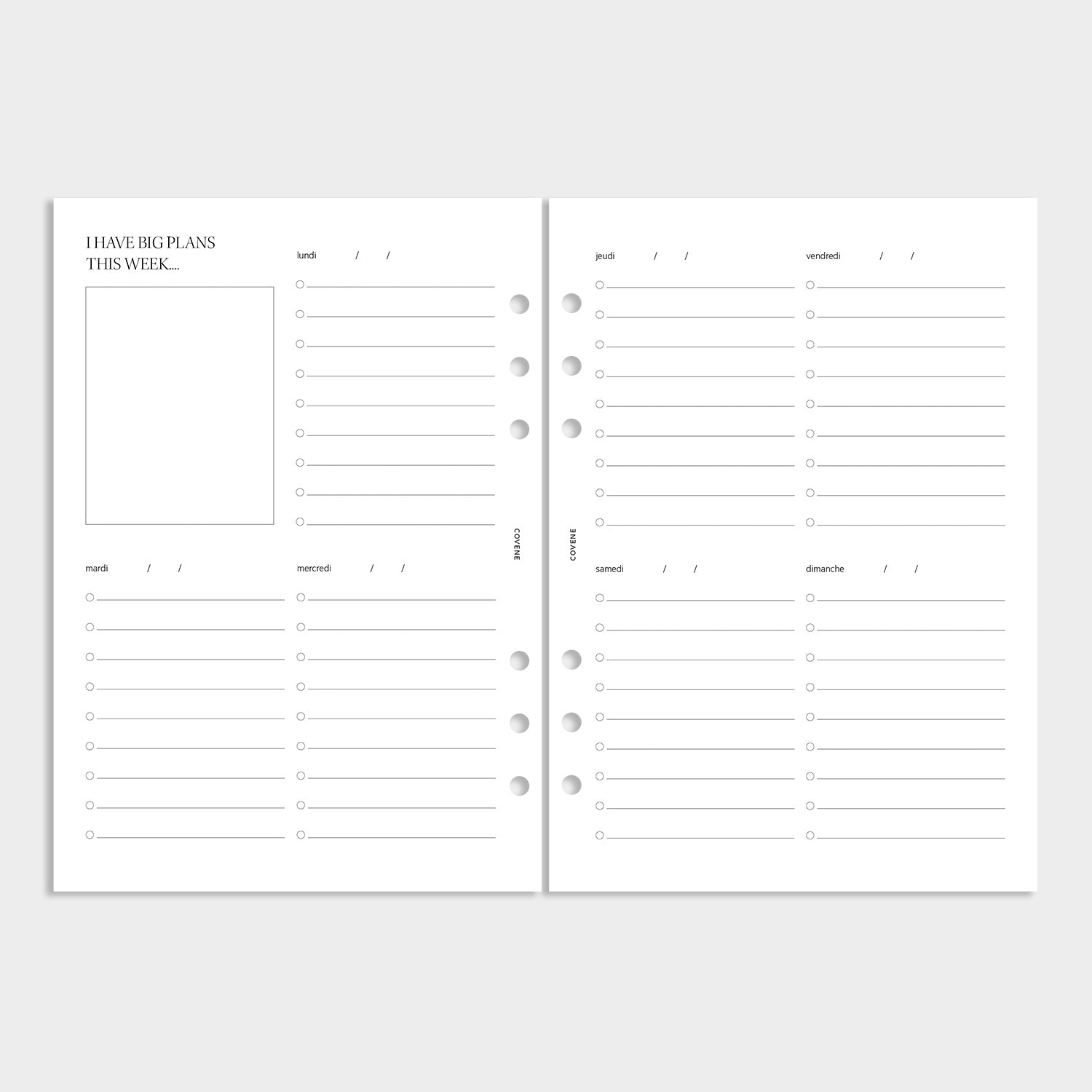 Insert semainier - to do list