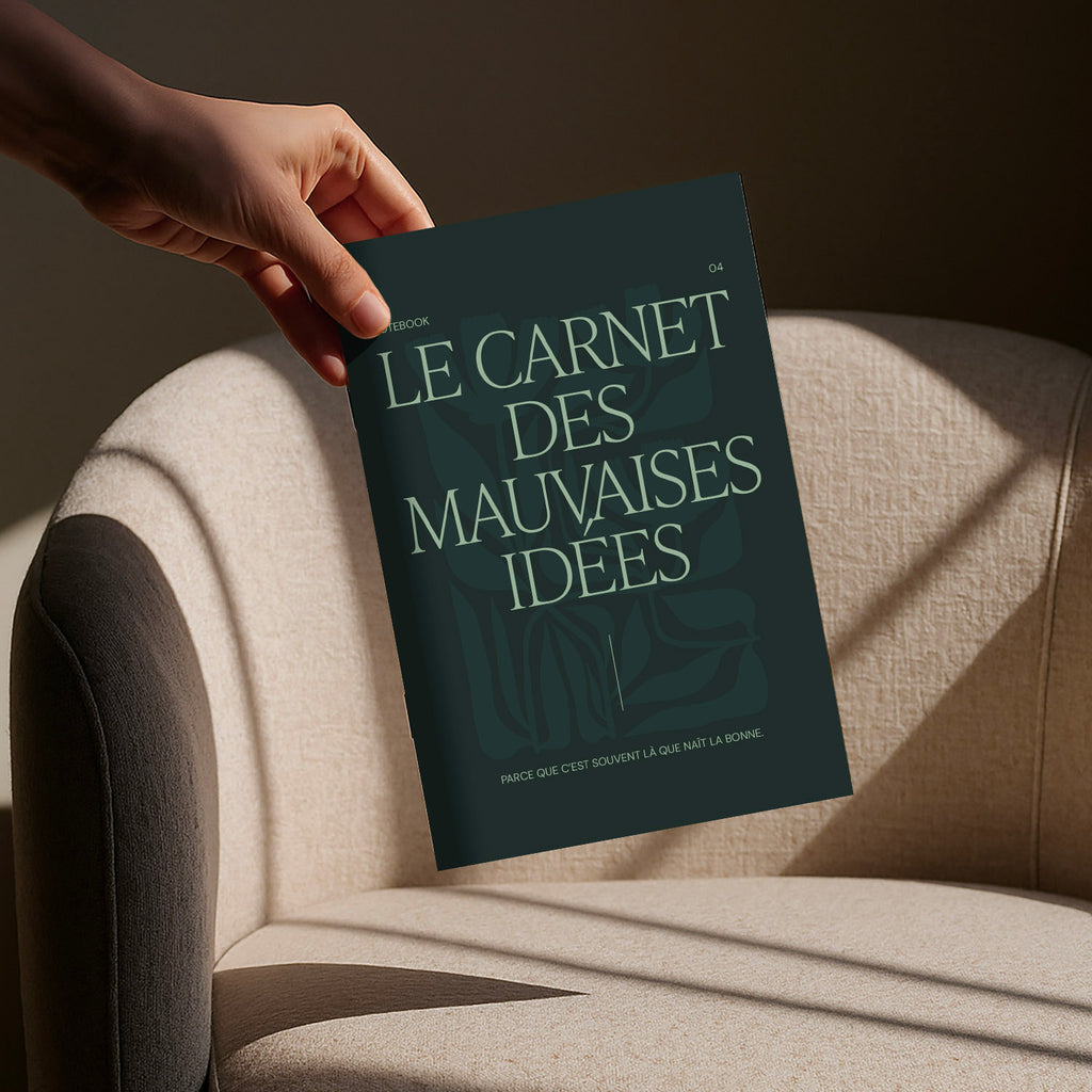 Carnet A5, carnet de notes, le carnet des mauvaises idées, notebook, introspection. parce que c'est souvent là que naît la bonne