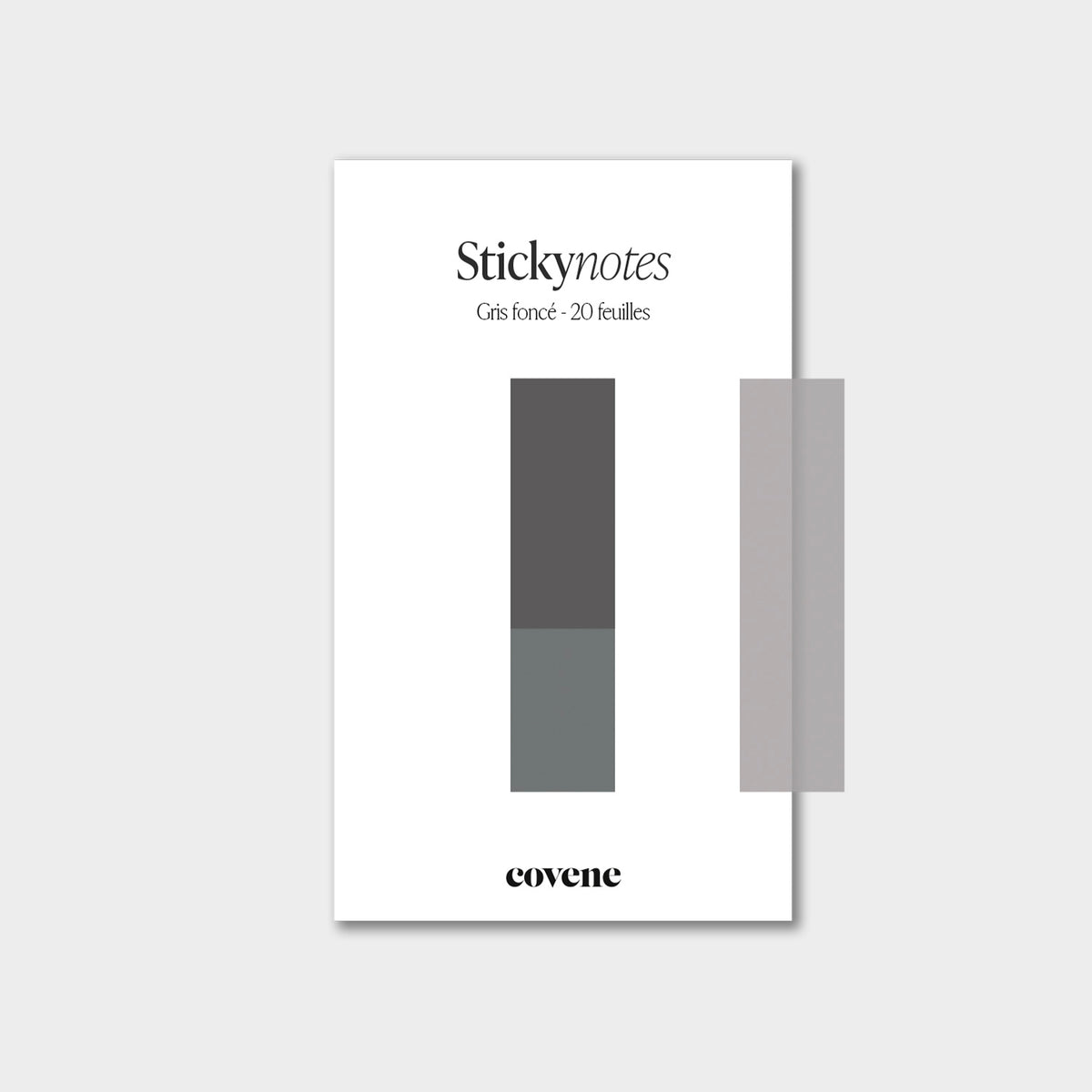 Post-it, notes adhésives colorées, sticky notes : couleur gris foncé - 20 feuilles