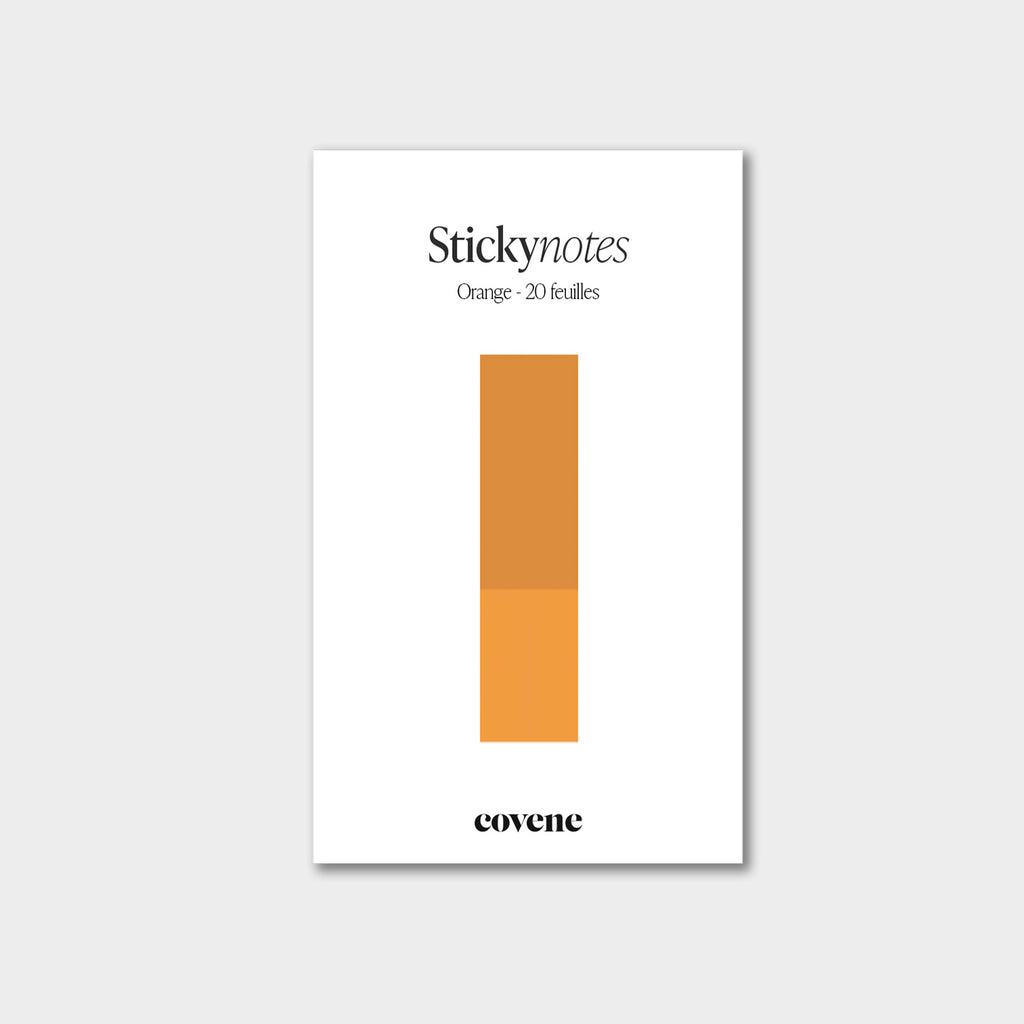 Post-it, notes adhésives colorées, sticky notes : couleur orange jaune - 20 feuilles