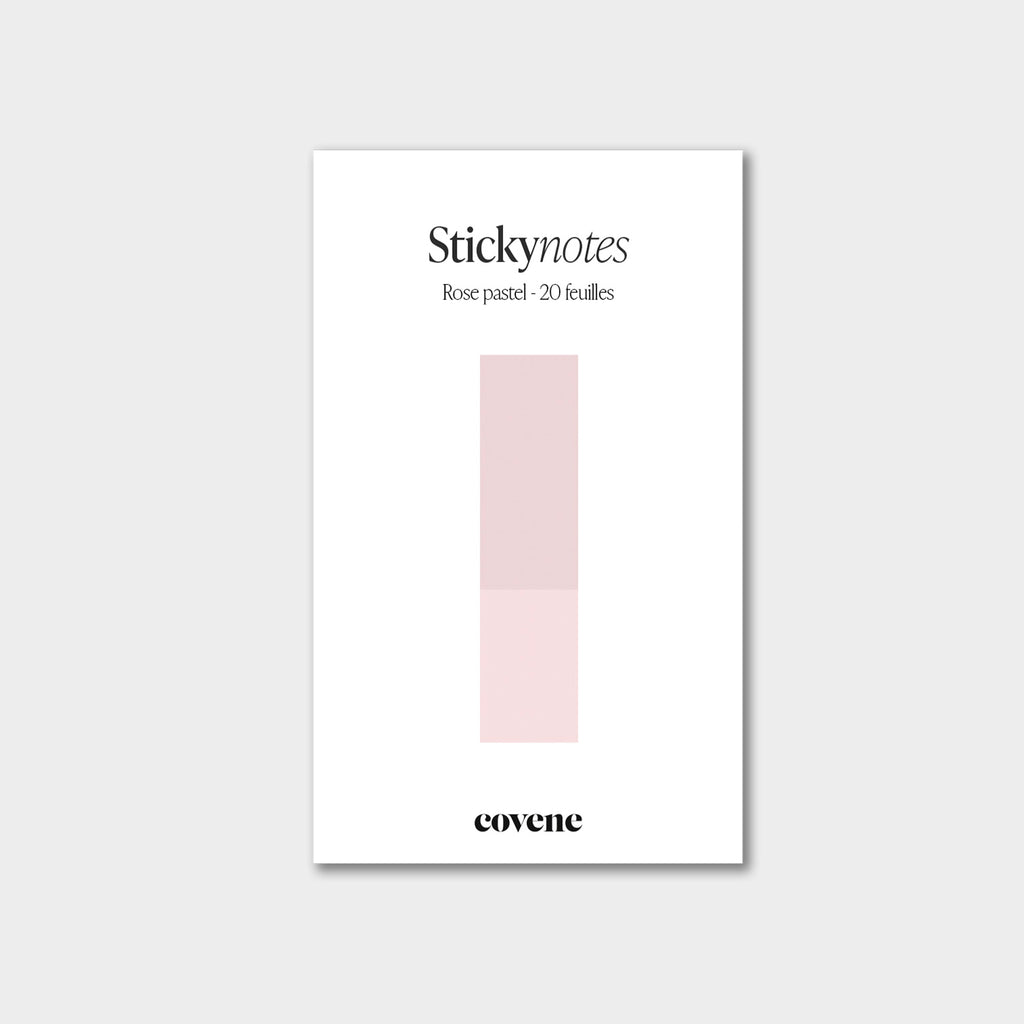 Post-it, notes adhésives colorées, sticky notes : couleur rose pastel- 20 feuilles