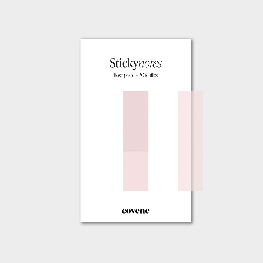 Post-it, notes adhésives colorées, sticky notes : couleur rose pastel - 20 feuilles