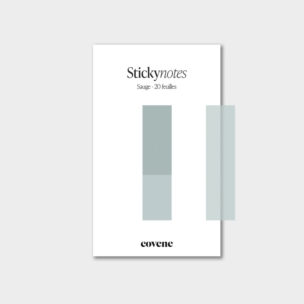 Post-it, notes adhésives colorées, sticky notes : couleur vert sauge - 20 feuilles