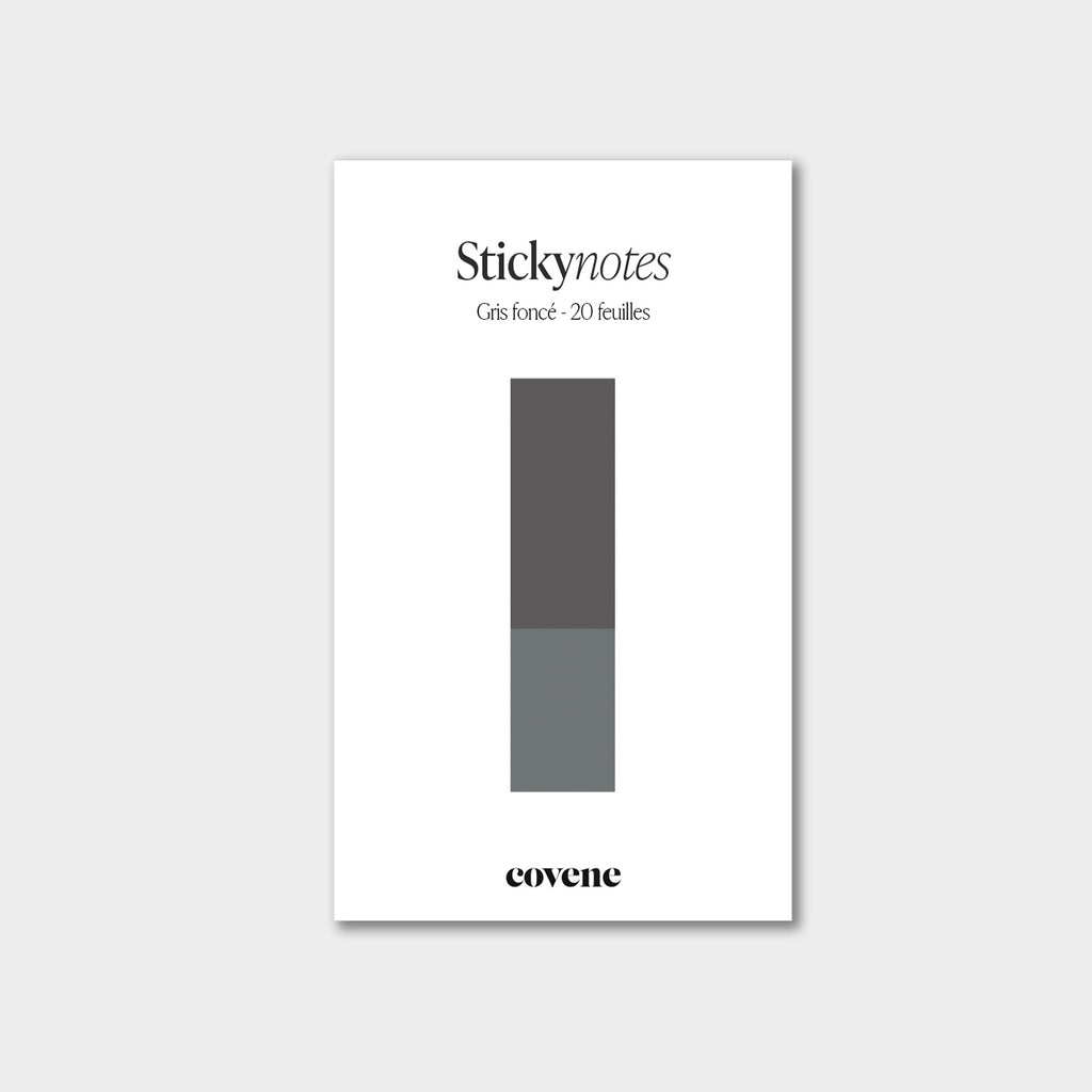 Post-it, notes adhésives colorées, sticky notes : couleur gris foncé - 20 feuilles