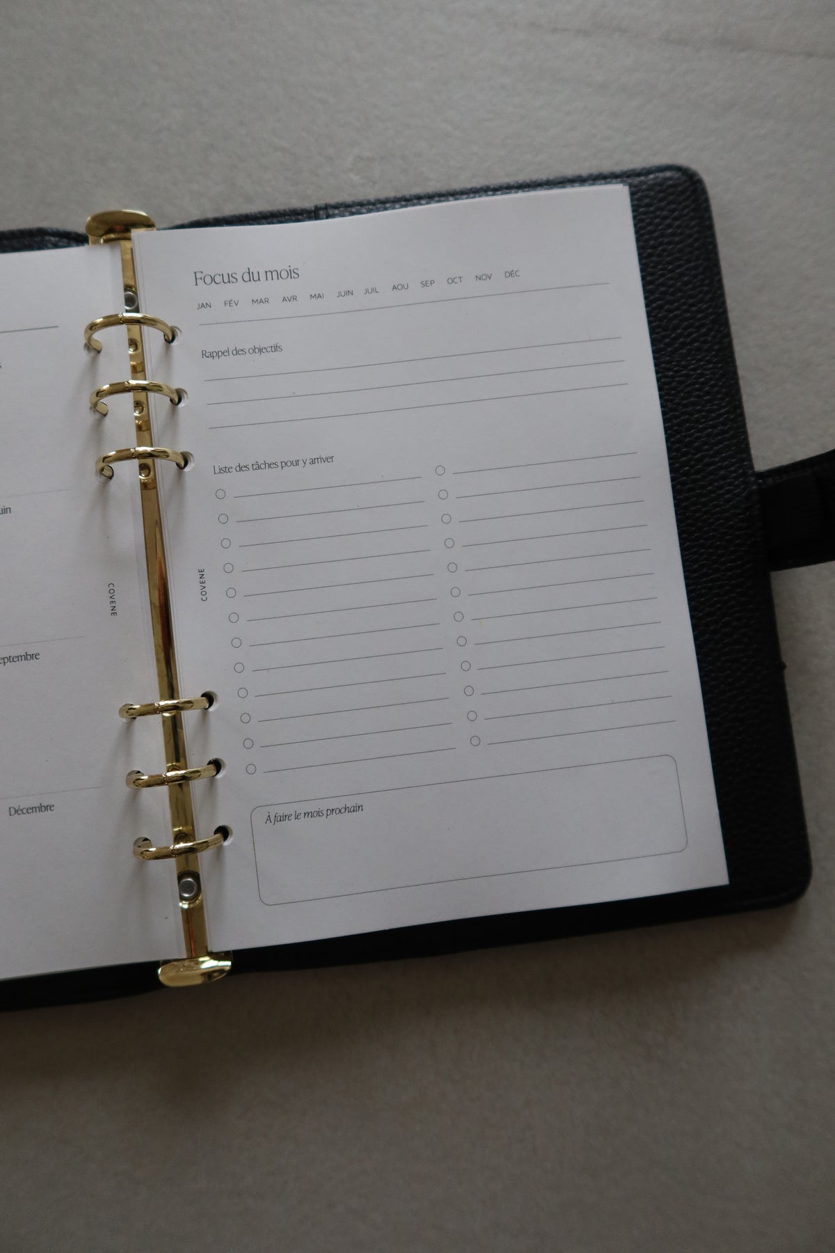 insert vision board, agenda personnalisable, insert vision board, focus du mois, rappele des objectifs, liste des tâche pour y arriver