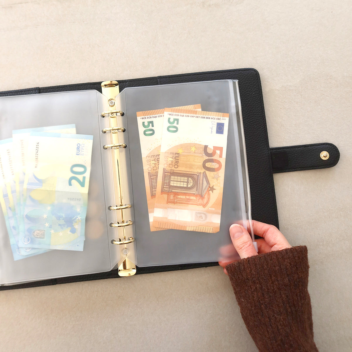 Pochette transparente pour y ranger ses économies, ses cartes de visite, budget, documents divers