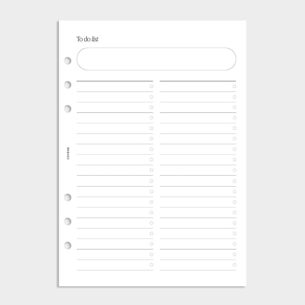 Recharge To do list