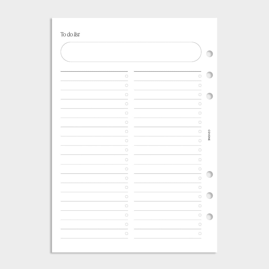 Recharge To do list