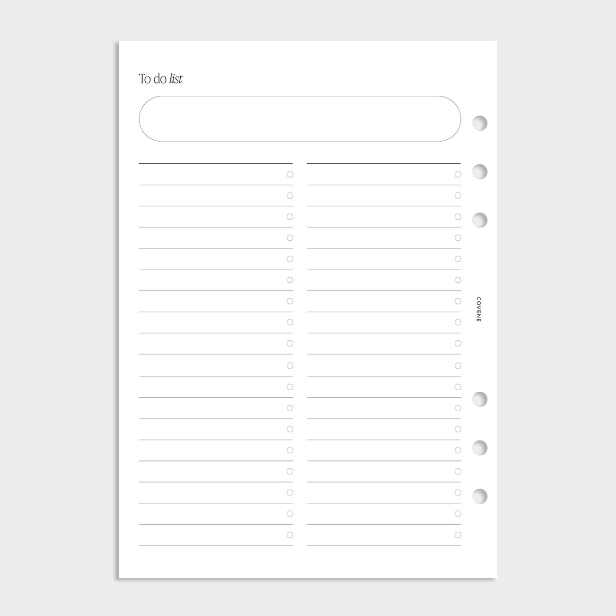 Recharge To do list