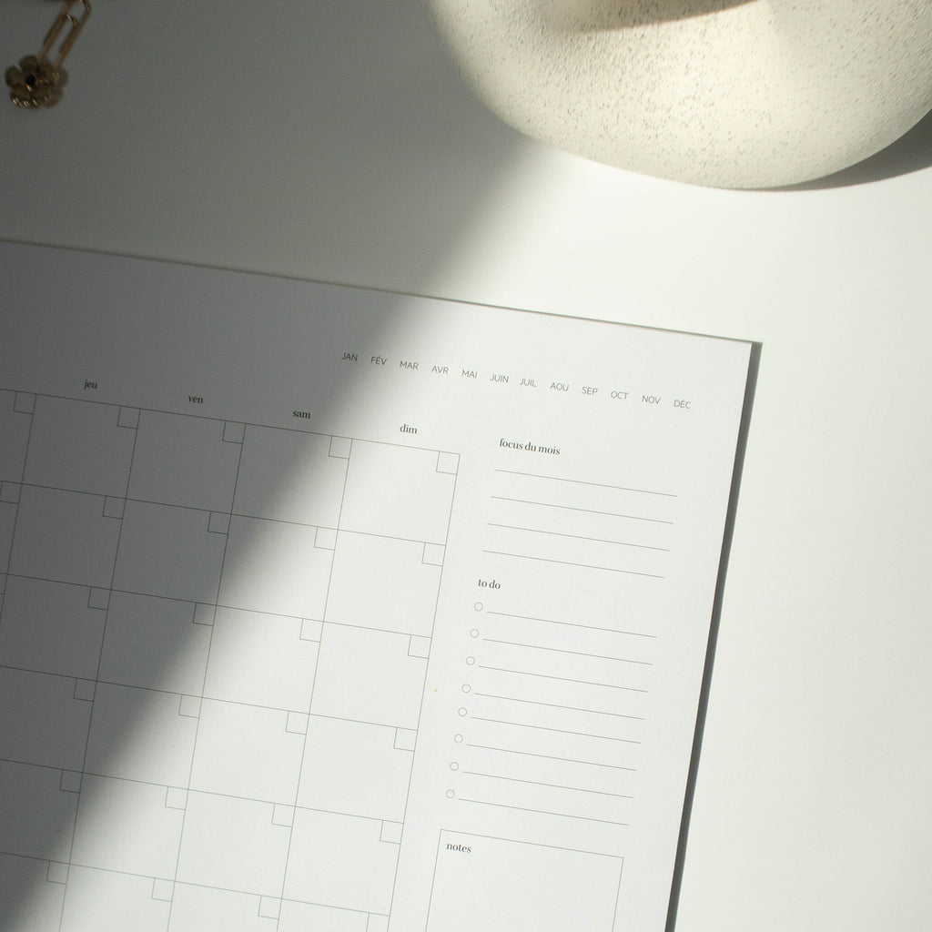 Calendrier mensuel - imparfait