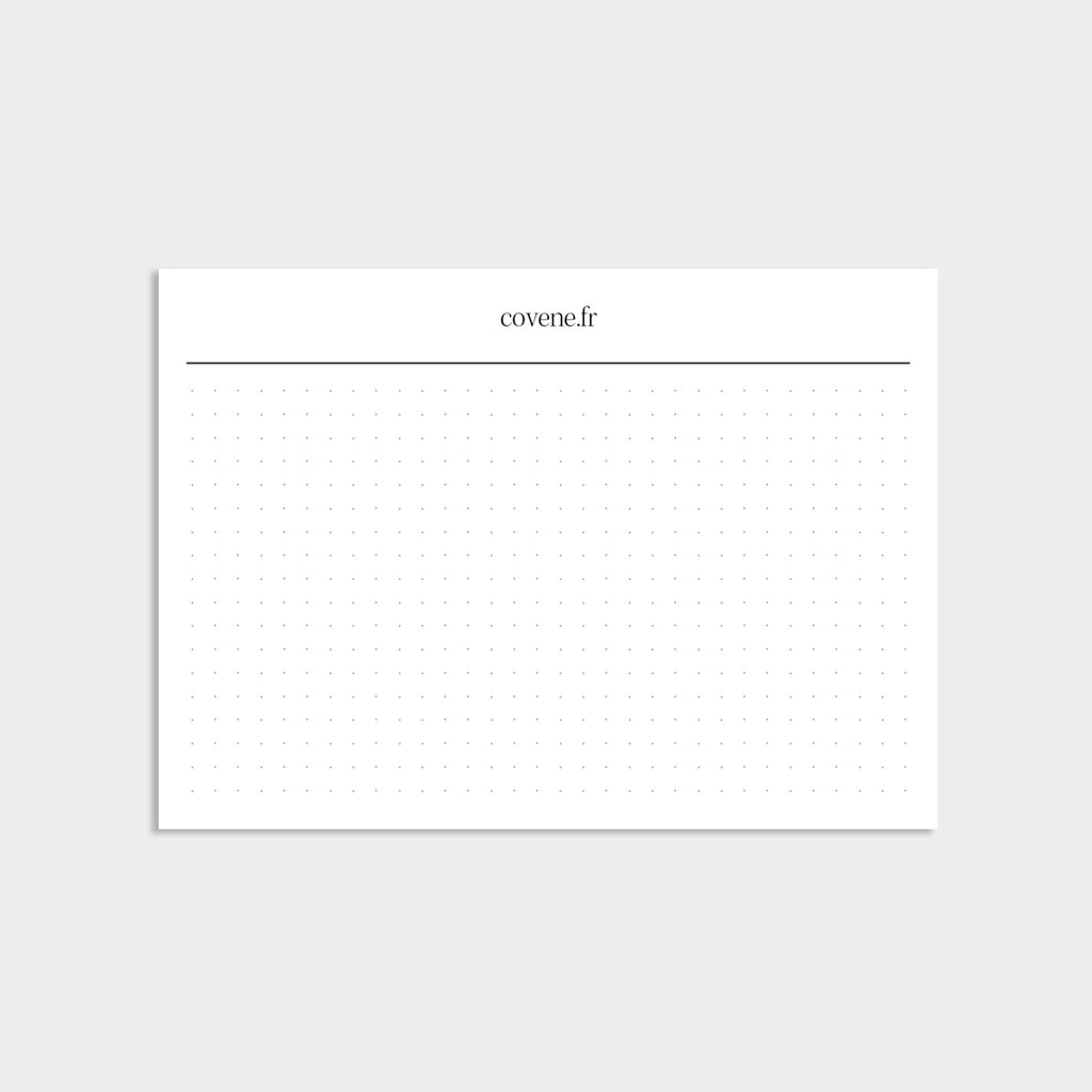 cartes notes pointillés à insérer dans le porte cartes de l'agenda sur-mesure. Bullet point