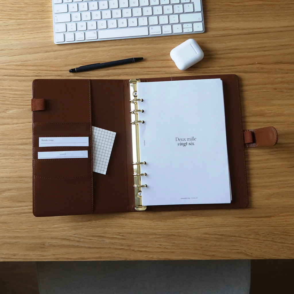 kit, pack, couverture d'agenda et feuillet recharge agenda 2026 semainier to do list, range cartes