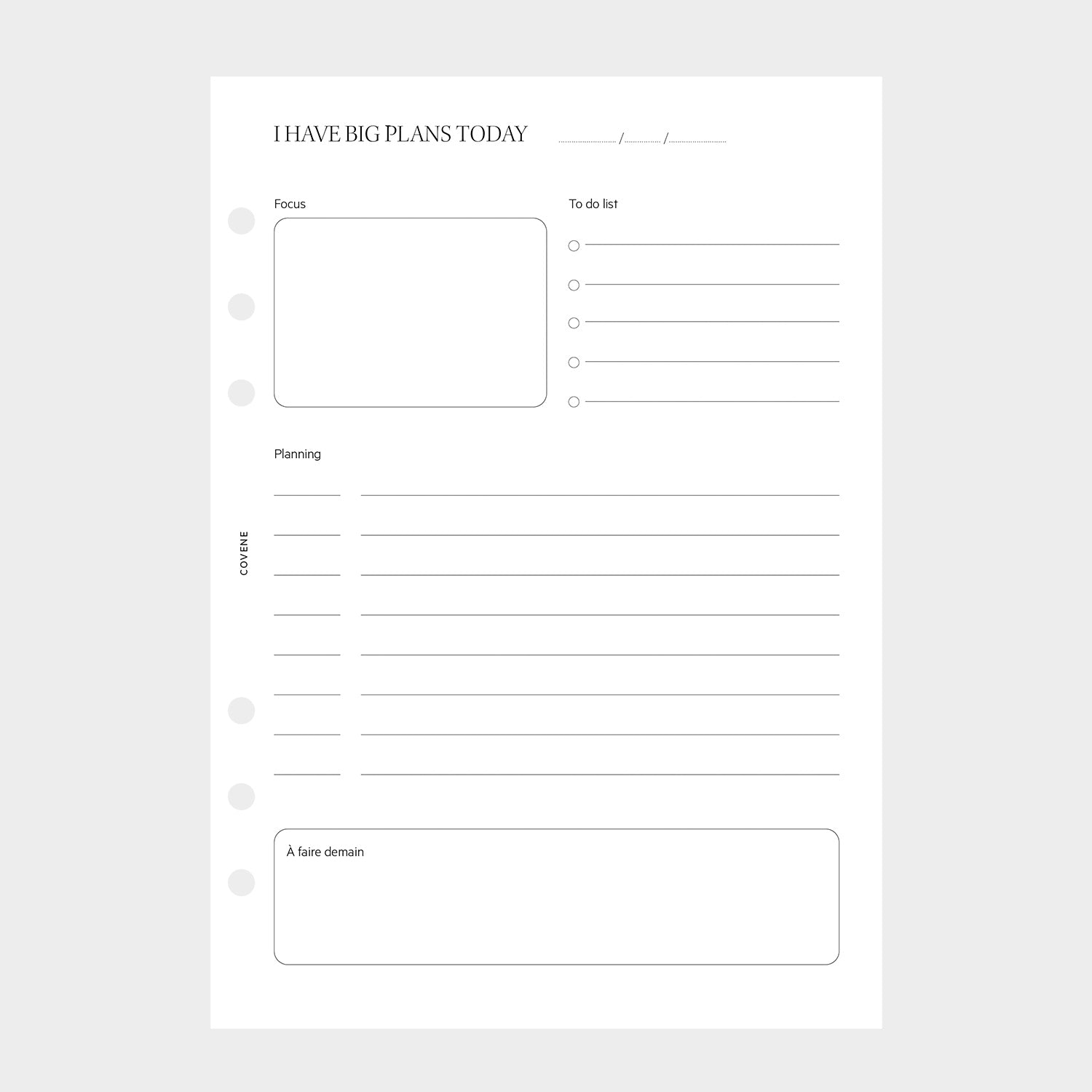 Insert journalier - planning