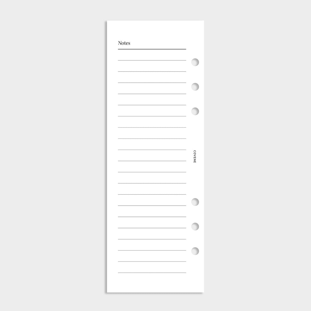 demi-pages pour agenda 6 anneaux, recharge notes lignées recto verso