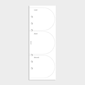 demi-pages pour agenda 6 anneaux, recharge semainier recto verso, du lundi au vendredi et week-end