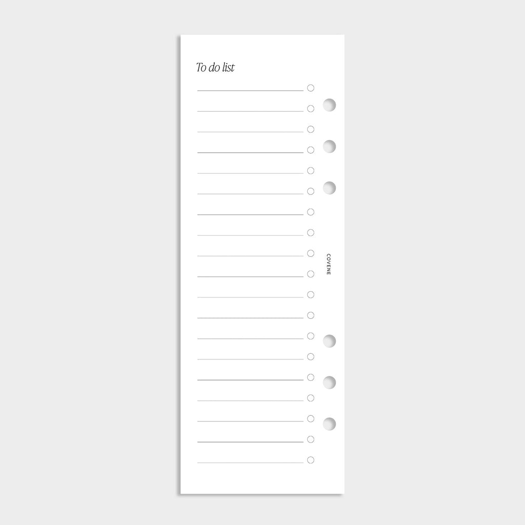 demi-pages pour agenda 6 anneaux, recharge notes to do list recto verso