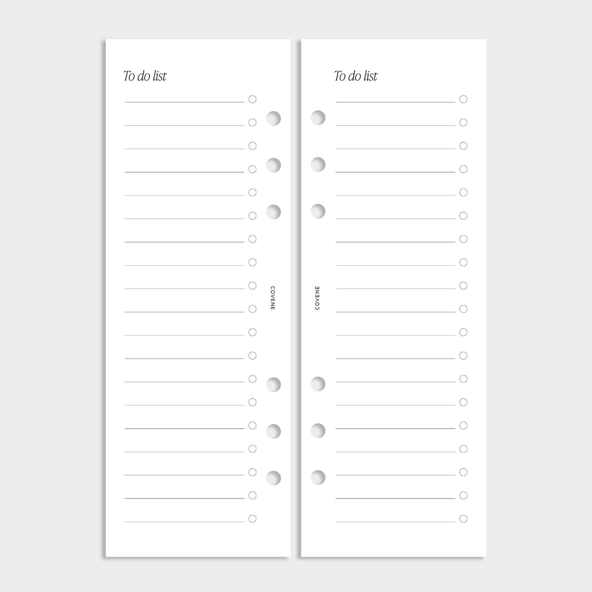 demi-pages pour agenda 6 anneaux, recharge notes to do list recto verso