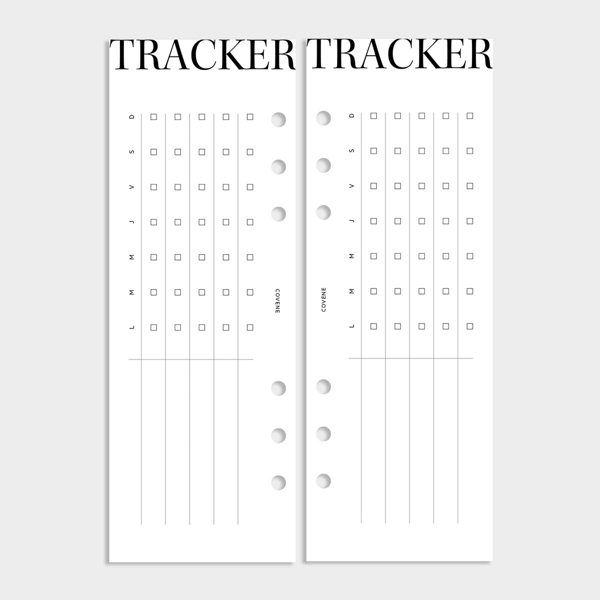demi-pages pour agenda 6 anneaux, recharge tracker d'habitudes, recto verso